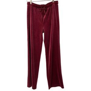 Womens Jaclyn Smith Jogger Sweat Pants Velour Size S Red Elastic 5111